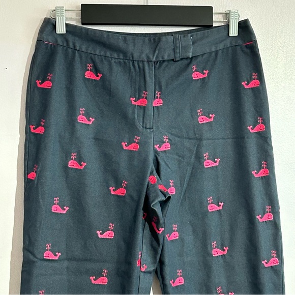 Vintage LILLY PULITZER Pants Cropped Whale Embroidery Size 10 - Picture 1 of 8